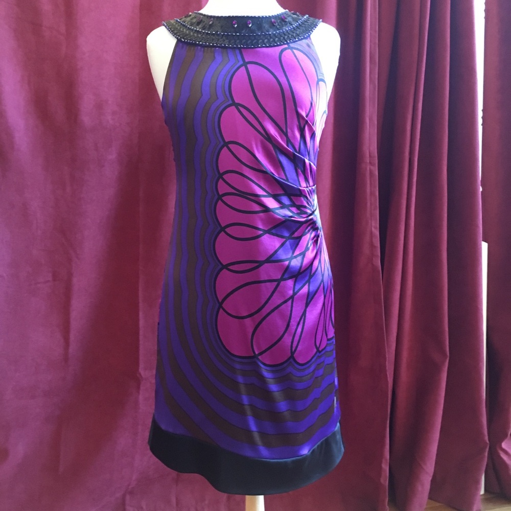 Silk dress with mod flower design.